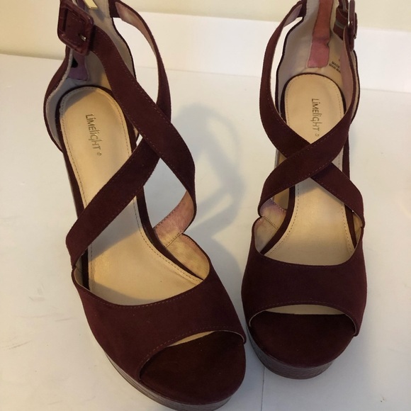 Limelight Women's Lyanna - Platform Peep Toe Block Dress Heel Shoe 10 Wine - Picture 2 of 11